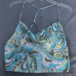 Satin Open Back Crop Top (Large)